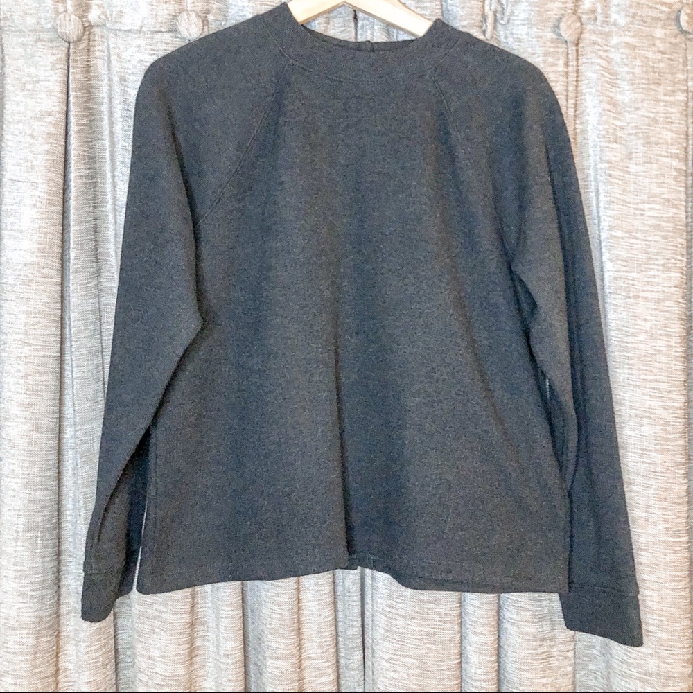 Madewell Gray Button Back Crewneck Sweater